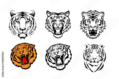 set of tiger head tattoo photo