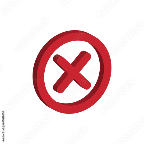 cross mark in circle, isometric 3d vector icon