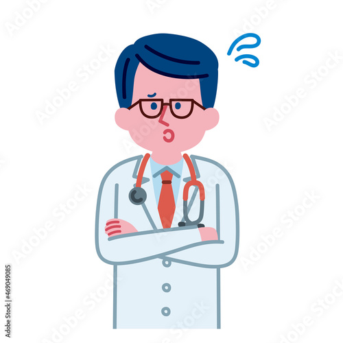 困っている医者(男性)のイラスト