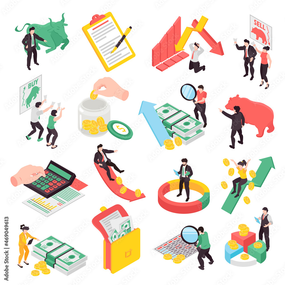 Finance Isometric Set Finance Isometric Set