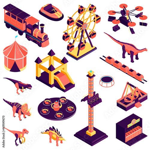 Amusement Park Isometric Set