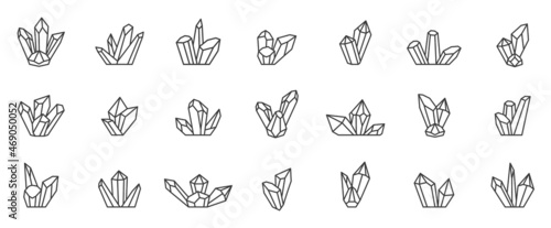 Crystal minerals line art icon. Logo vector crystal gem. Editable stroke photo