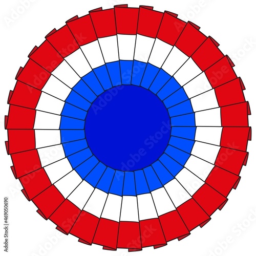 French tricolor cockade, France, vector illustration