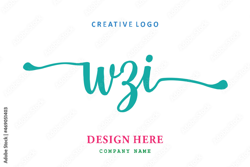 WZI lettering logo is simple, easy to understand and authoritative - obrazy, fototapety, plakaty 