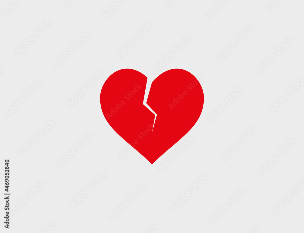 Broken heart icon. Vector illustration. Flat design. Broken heart icon. Vector illustration. Flat design.