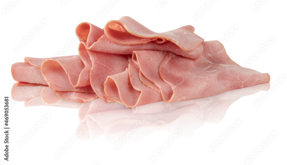 fresh ham Sliced sausage isolated on white background with clipping path fresh ham Sliced sausage isolated on white background with clipping path