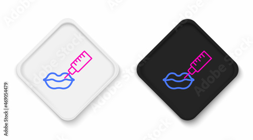 Line Lip augmentation icon isolated on white background. Hyaluronic acid lips injection. Contour plastic. Colorful outline concept. Vector