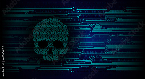 cyber hacker attack background, skull vector