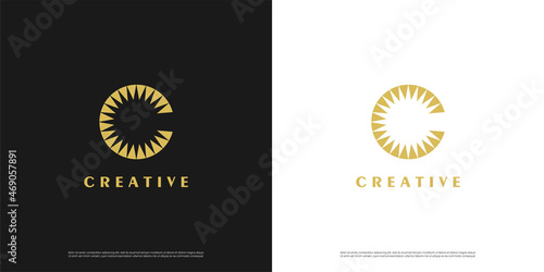 Letter C logo icon sun design template elements
