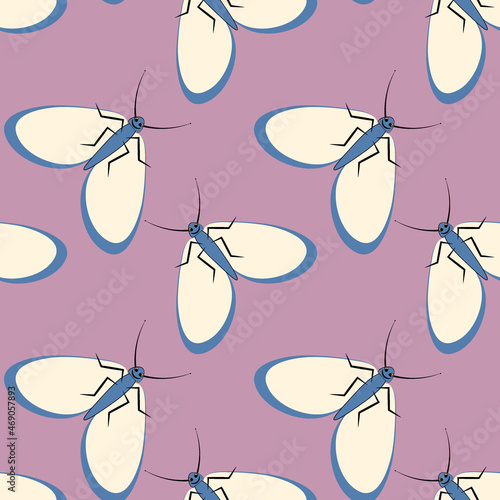 Illustration on a square background - stylized moths - graphics. Summer, insects, unbearable ease of life