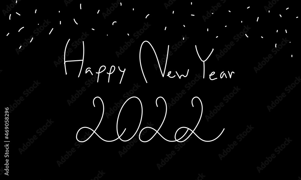 hand drawn Happy new year 2022
