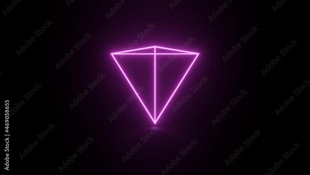 Neon glowing pyramid in dark space. Seamless loop abstract motion graphic concept scene Neon glowing pyramid in dark space. Seamless loop abstract motion graphic concept scene