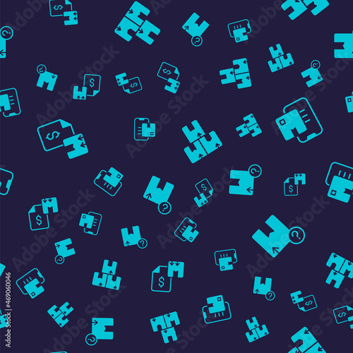 Set Waybill, Document tracking marker, Carton cardboard box and on seamless pattern. Vector