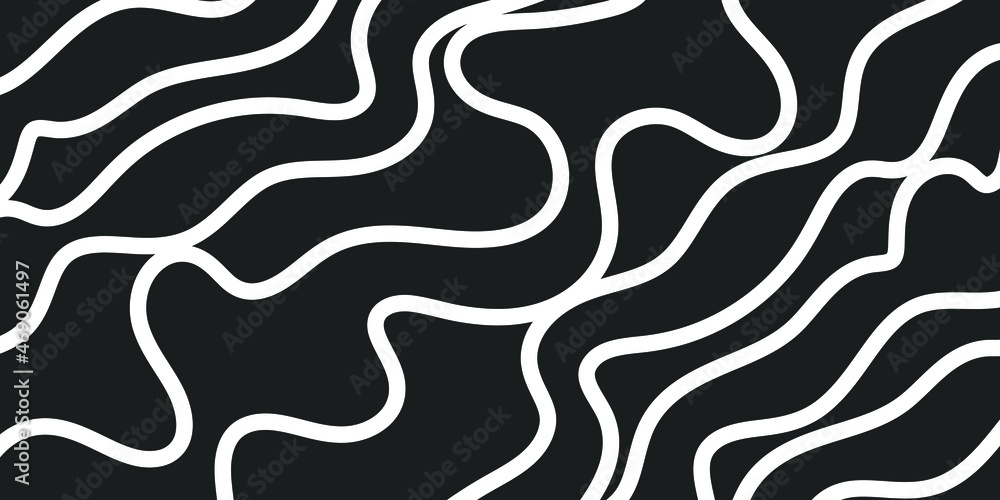 Abstract vector background design with curve lines. Black and white wave.