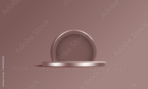Rounded podium for product display on minimal scene