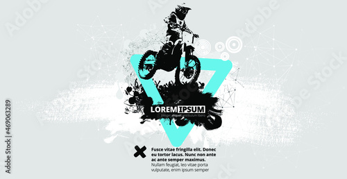 Man riding motobike, extreme sport racing, vector illustration