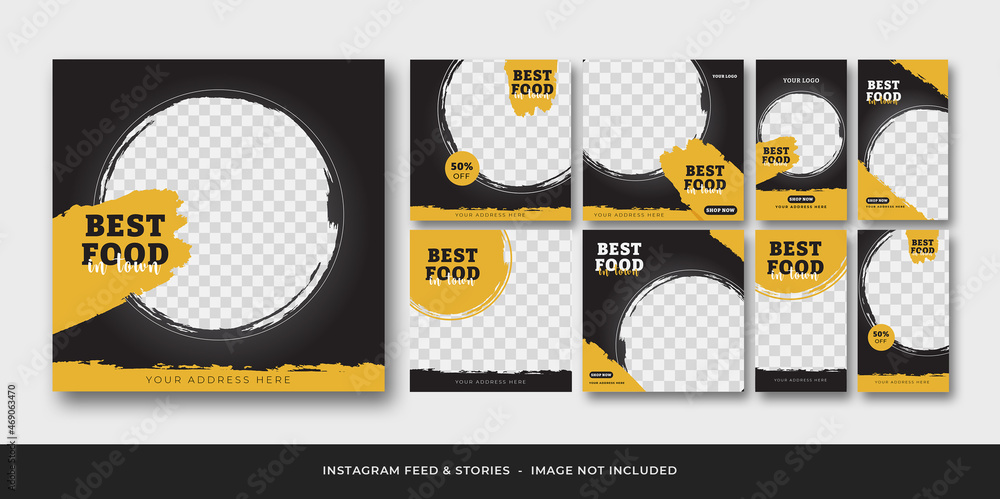 Set of Food Social Media Post for Restaurant and Fast Food, Instagram ...