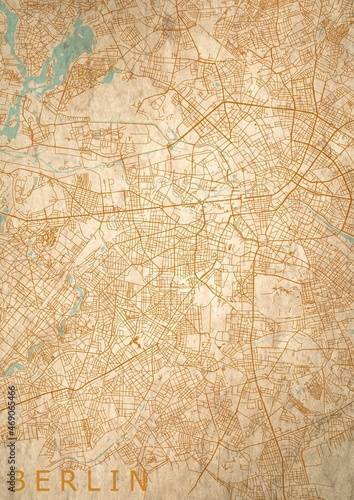 Berlin Stadtplan Stadtkarte Straßen braun