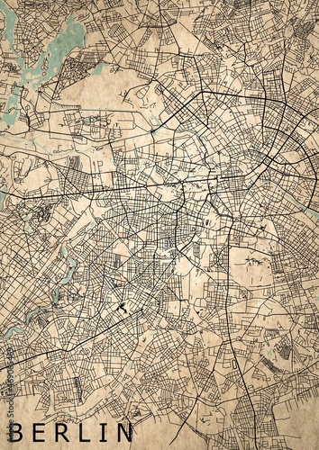 Berlin Stadtplan Stadtkarte Stra  en schwarz
