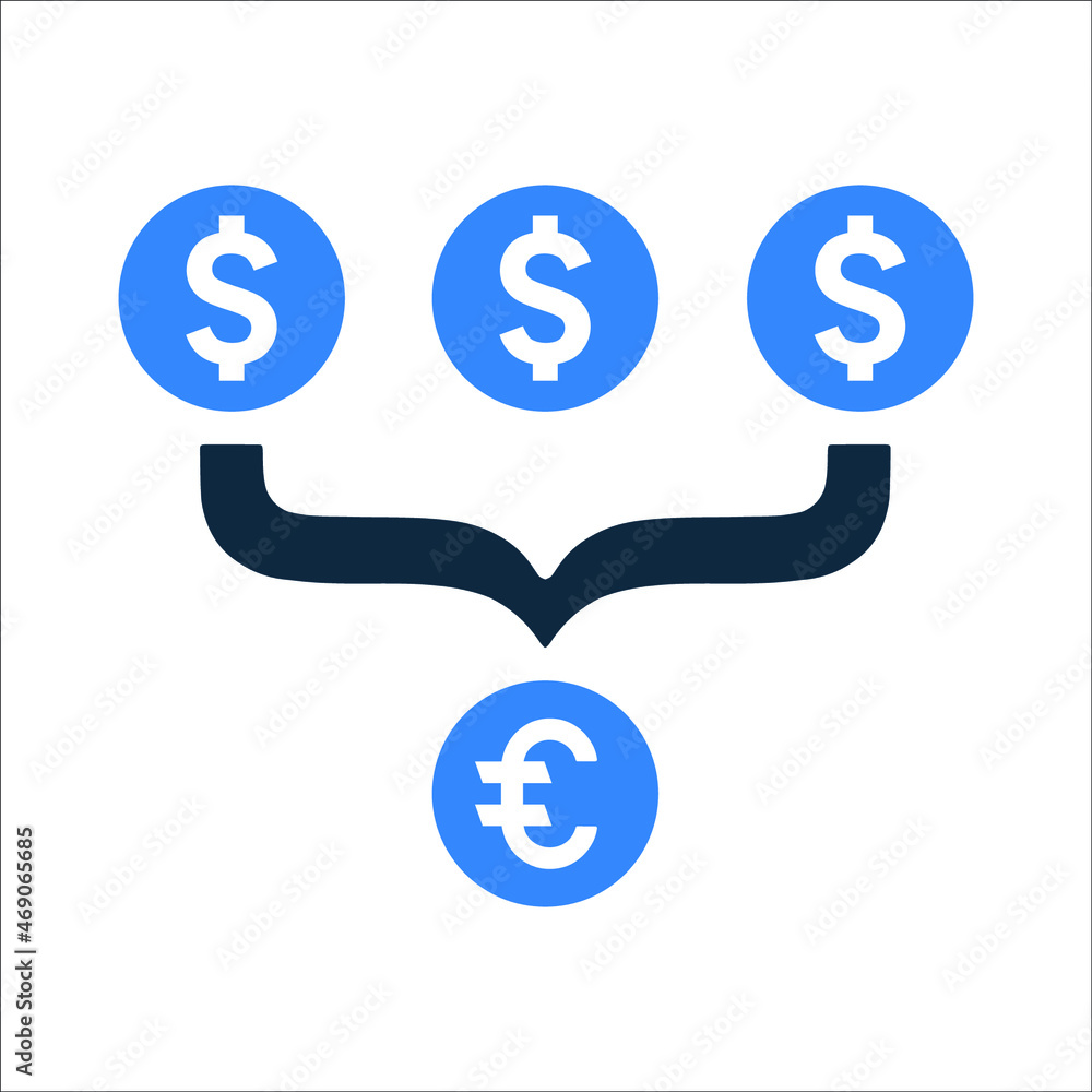 Fototapeta premium Aggregator, euro, dollar icon. Simple editable vector illustration.