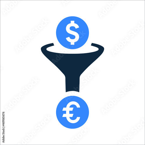 Money filter icon. Simple editable vector illustration.