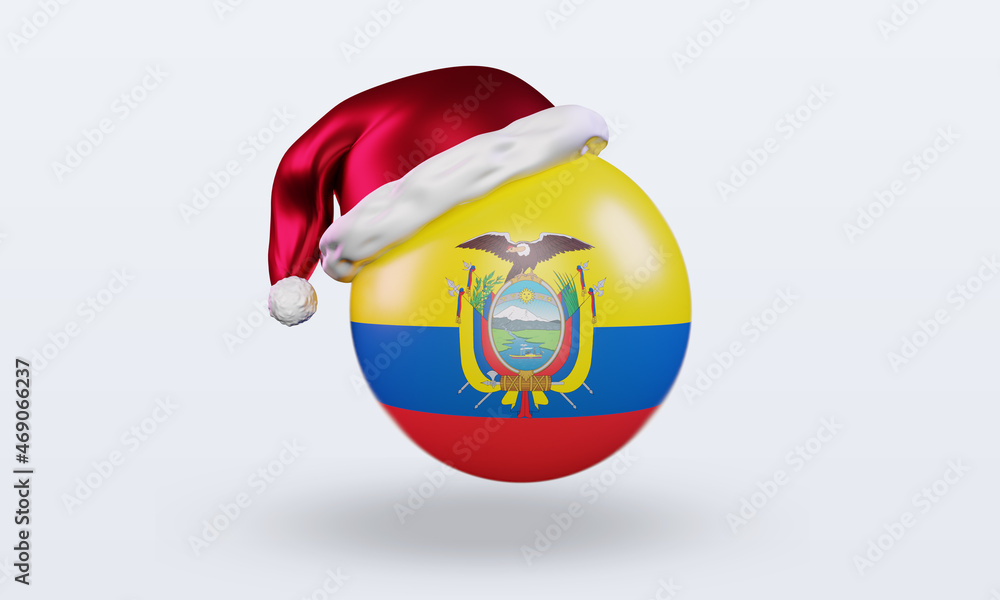Obraz premium 3d santa claus cap Ecuador flag rendering front view
