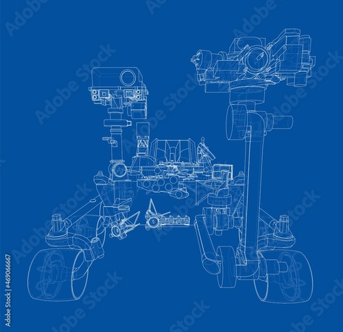 Mars Rover. Vector rendering of 3d