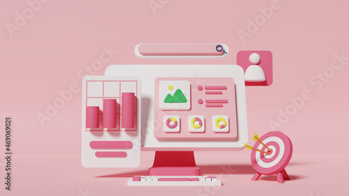 3d illustration SEO optimization. Data analyze illustration rendered.