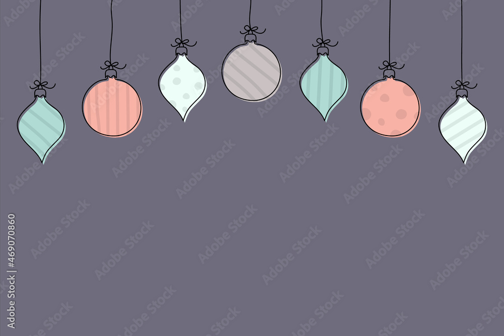 Christmas background with hanging balls and copyspace. Vector Christmas background with hanging balls and copyspace. Vector