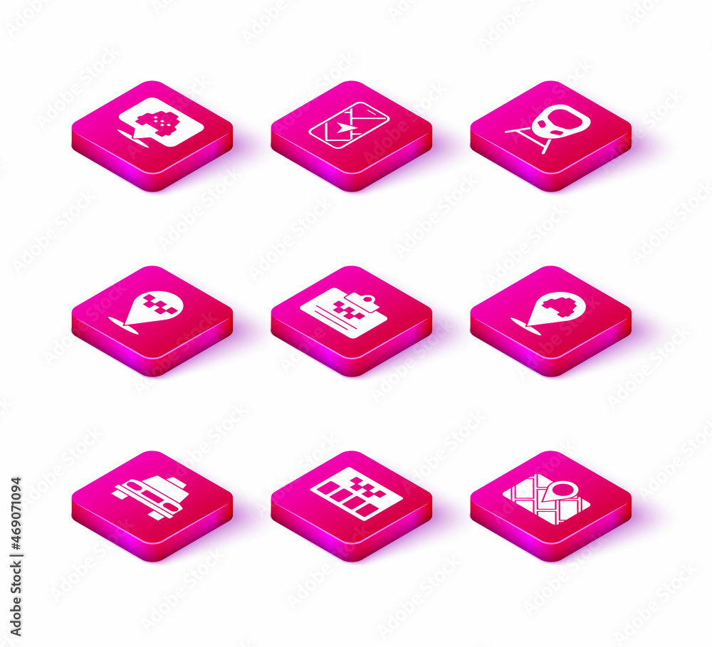 Set Taxi car, Taximeter, Location with taxi, driver license, Gps device map, High-speed train and City navigation icon. Vector Set Taxi car, Taximeter, Location with taxi, driver license, Gps device map, High-speed train and City navigation icon. Vector