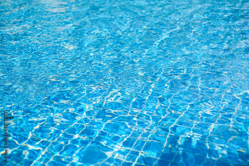 Blue water in swimming pool