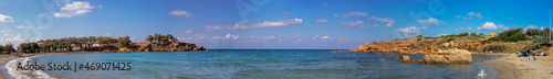 panoramic view of the sea coast in northern Crete near Hana  Greece