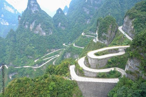 winding road at Tianmen Shan mountain photo