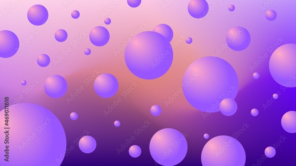 Abstract background with bubbles in violet and orange tones