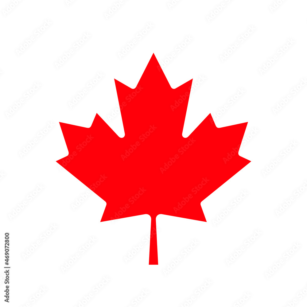 Red maple leaf, symbol of Canada. The emblem of the Canadian maple leaf, depicted on the flag of Canada. Isolated illustration, raster sign. Red maple leaf, symbol of Canada. The emblem of the Canadian maple leaf, depicted on the flag of Canada. Isolated illustration, raster sign.