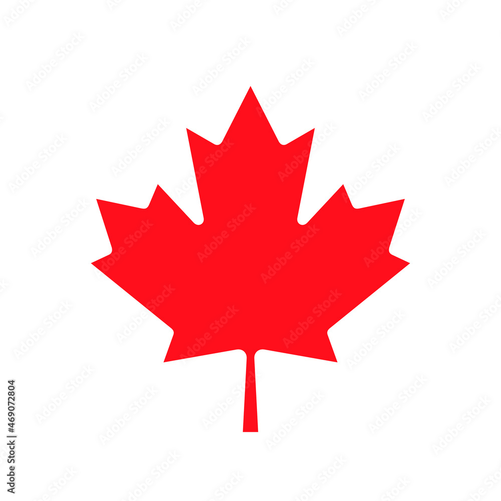 Red maple leaf, symbol of Canada. The emblem of the Canadian maple leaf, depicted on the flag of Canada. Isolated illustration, vector sign. Red maple leaf, symbol of Canada. The emblem of the Canadian maple leaf, depicted on the flag of Canada. Isolated illustration, vector sign.