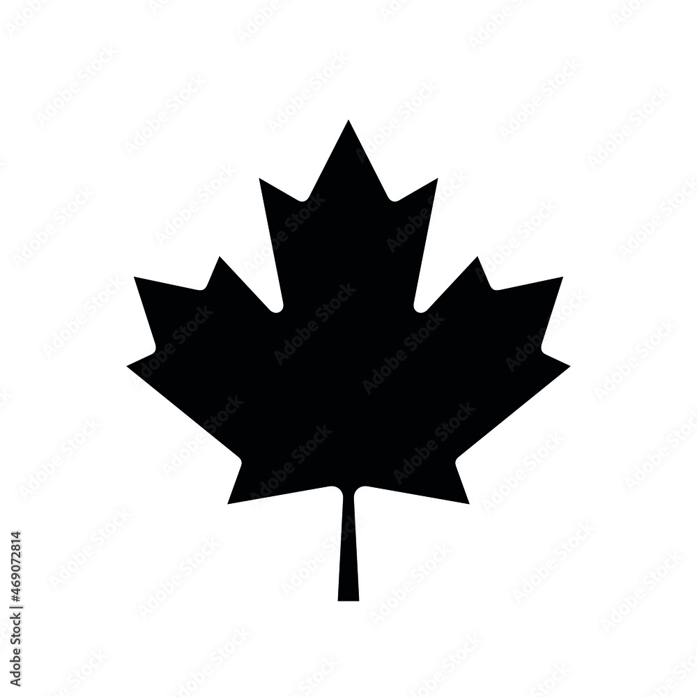 Black maple leaf, symbol of Canada. The emblem of the Canadian maple leaf, depicted on the flag of Canada. Isolated illustration, vector sign. Black maple leaf, symbol of Canada. The emblem of the Canadian maple leaf, depicted on the flag of Canada. Isolated illustration, vector sign.