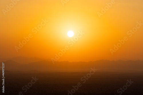 Sunrise over the Arabian Rub  al Khali Empty Quarter desert near Dubai in the United Arab Emirates