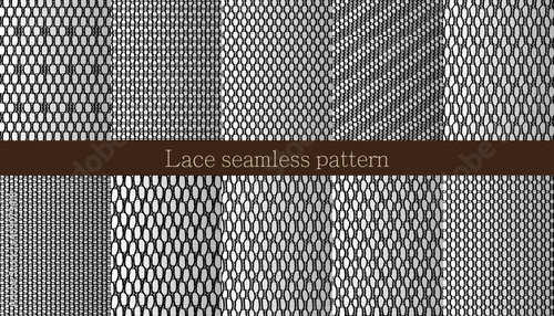 Set of lace seamless pattern. Jacquard Mesh Lace Fabric. 