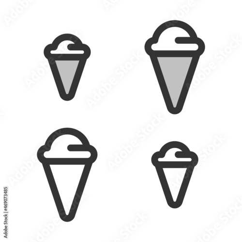 Pixel-perfect linear icon of ice cream cone built on two base grids of 32 x 32 and 24 x 24 pixels. The initial base line weight is 2 pixels. In two-color and one-color versions. Editable strokes