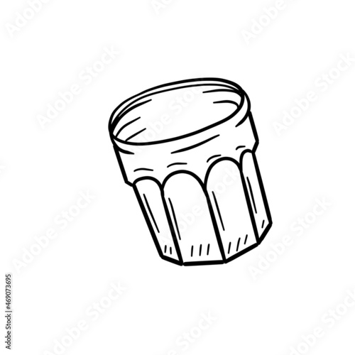 Shot glass. Glassware for alcohol. Glass for drink. Hand drawn illustration