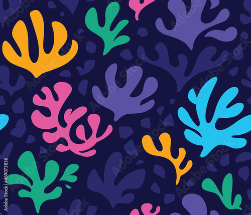 Seaweeds botanical seamless pattern. Vector illustration