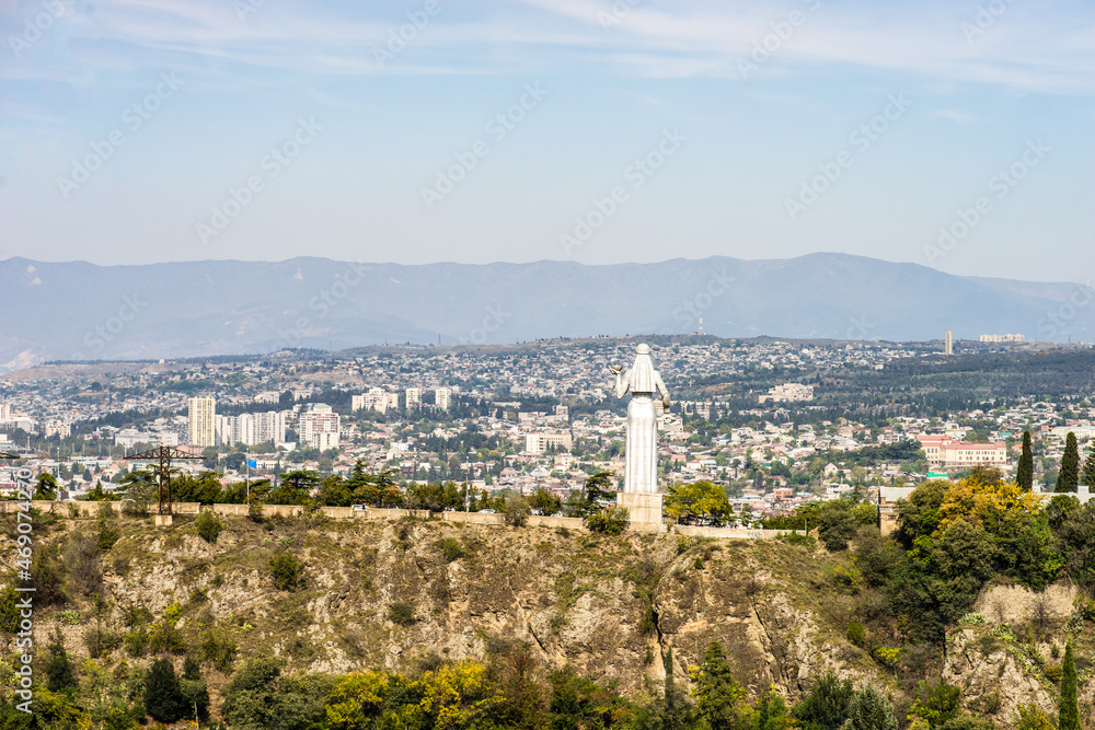 Tbilisi cityscape from hilltop of Mtatsminda