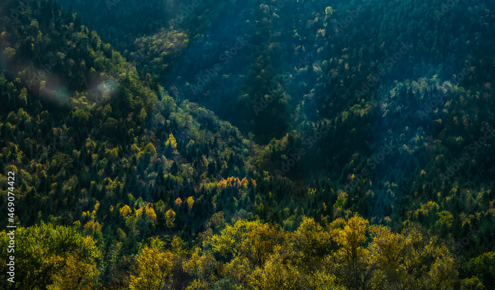 Autumnal landscape in Caucasus mountains