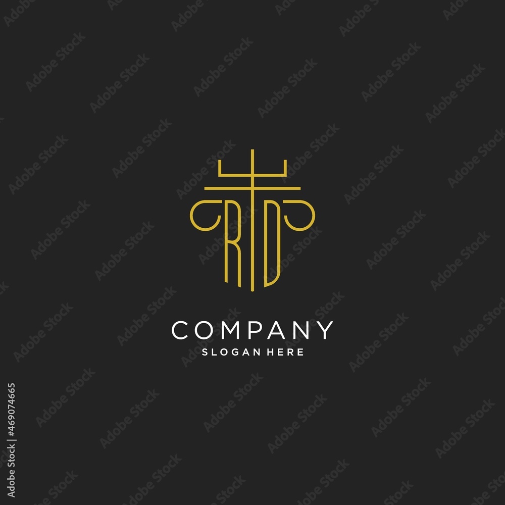 RD initial with monoline pillar logo style, luxury monogram logo design ...