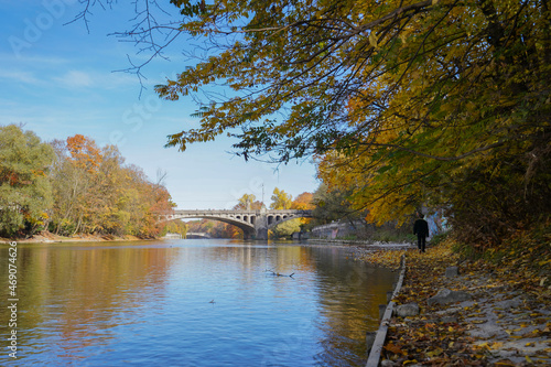 Wallpaper Mural River Isar with colorful trees and leaves in autumn | Munich, Germany Torontodigital.ca