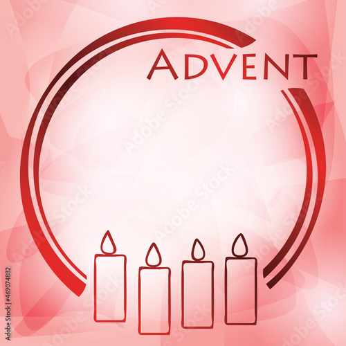 red frame with advent candles on abstract rosy background - vector flyer