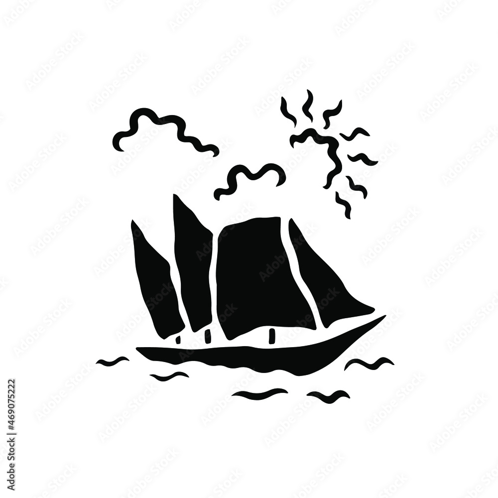Ship Symbol Logo. Stencil Decal Tattoo Vector Illustration. Stock ...