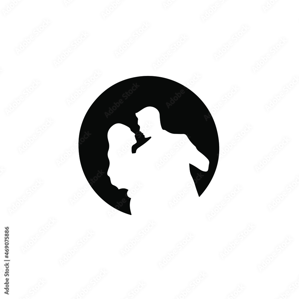 Couple Symbol Logo. Tattoo Design. Stencil Vector Illustration Couple Symbol Logo. Tattoo Design. Stencil Vector Illustration