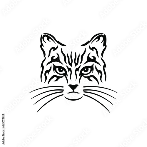 Fototapeta Naklejka Na Ścianę i Meble -  Cat Symbol Logo. Tribal Tattoo Design. Stencil Vector Illustration
